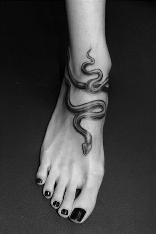τατουάζ ποδιών σχεδιάζει φίδι