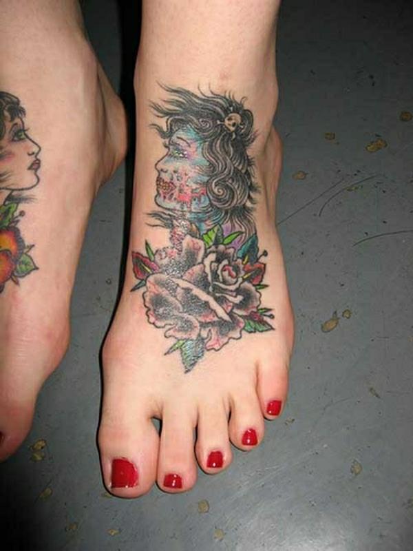 τατουάζ ποδιών σχέδια τατουάζ εικόνες γυναίκες πρόσωπο