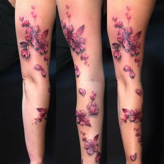 ιδέες για τατουάζ με μανίκια με άνθη κερασιάς