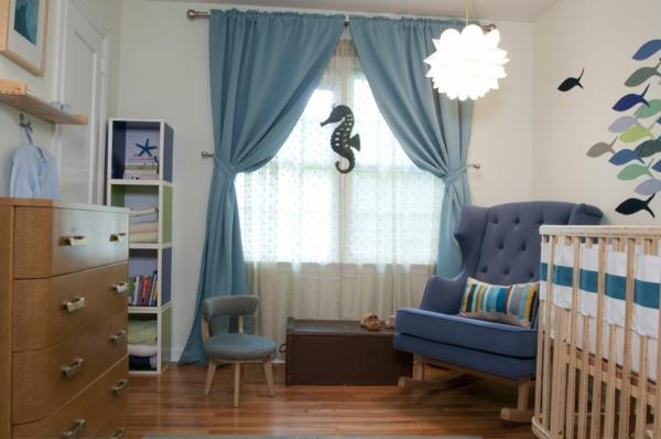 κουρτίνες προτάσεις διακόσμησης μπλε παιδικό δωμάτιο