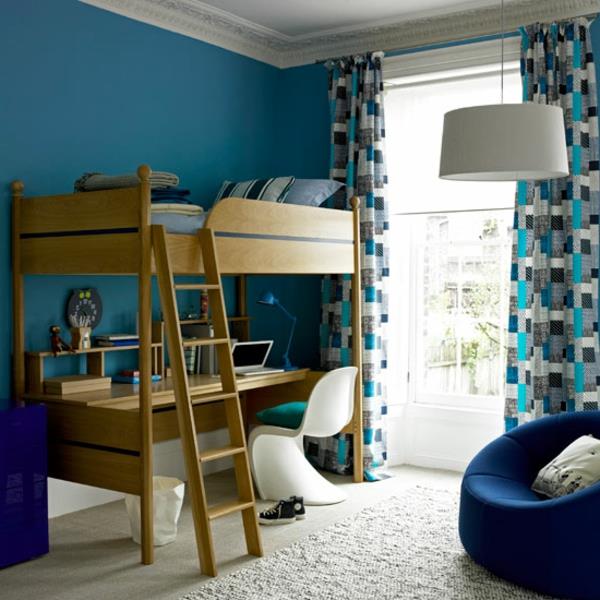 κουρτίνες ναυτικό μπλε τοίχο χρώματα παιδικό δωμάτιο σκούρο μπλε τοίχο