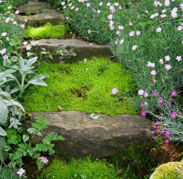 Δημιουργήστε κήπο σε μια πλαγιά κήπο φυτά ροκ κήπο σκαλοπάτια γκαζόν