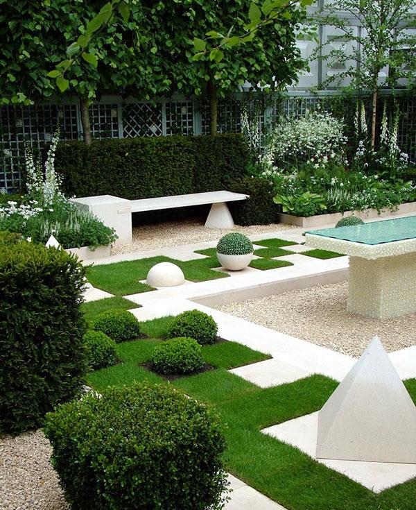 αρχιτεκτονική κήπου τοπίο λευκή ιδέα πάγκου