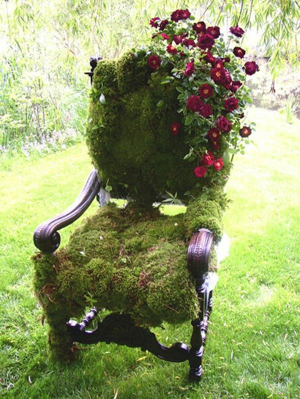 κήπος διακοσμεί πράσινα λουλούδια καρέκλας