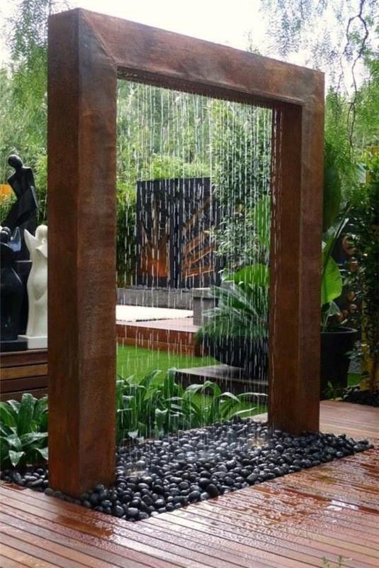 ιδέες σχεδιασμού κήπου νερό χαρακτηριστικό waaser πάνω από βότσαλα