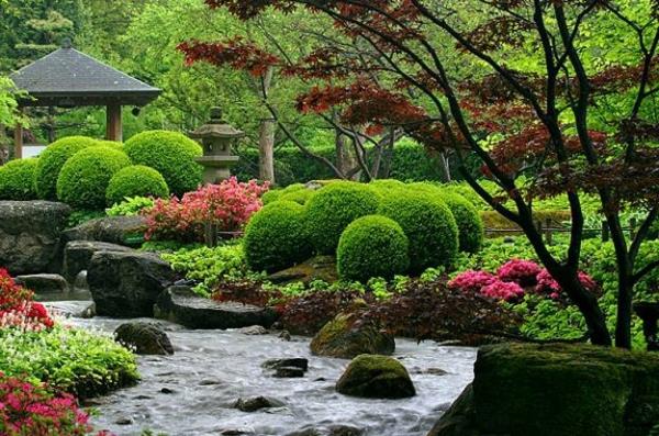 κήπος Ιαπωνία gazebo αιχμηρή στέγη σύγχρονες ιδέες σχεδιασμού κήπου