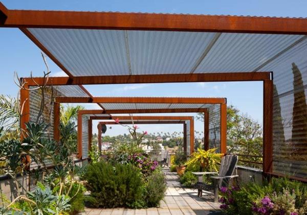 πέργκολα κήπου από μεταλλική οθόνη ιδιωτικότητας βεράντα ηλιοπροστασία