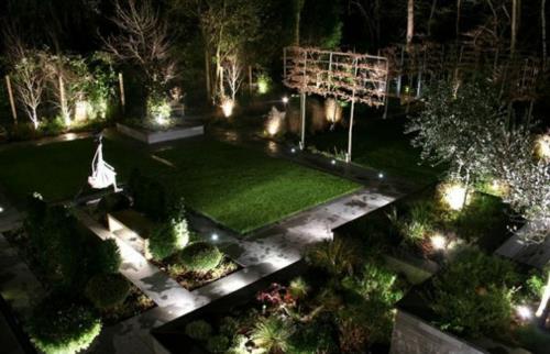 συμβουλές υπαίθριου φωτισμού κήπου ιδέες γκαζόν προβολέα κήπου