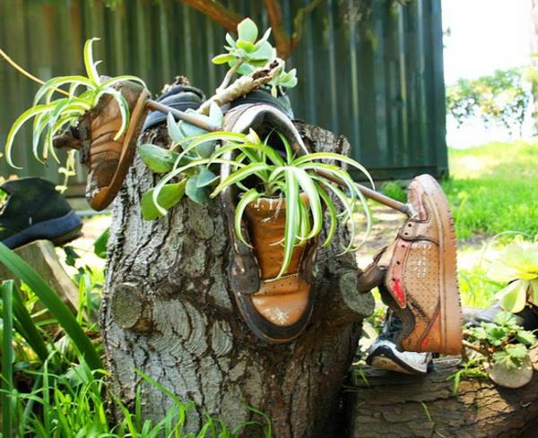 διακόσμηση κήπου γλάστρα υπέροχα παπούτσια