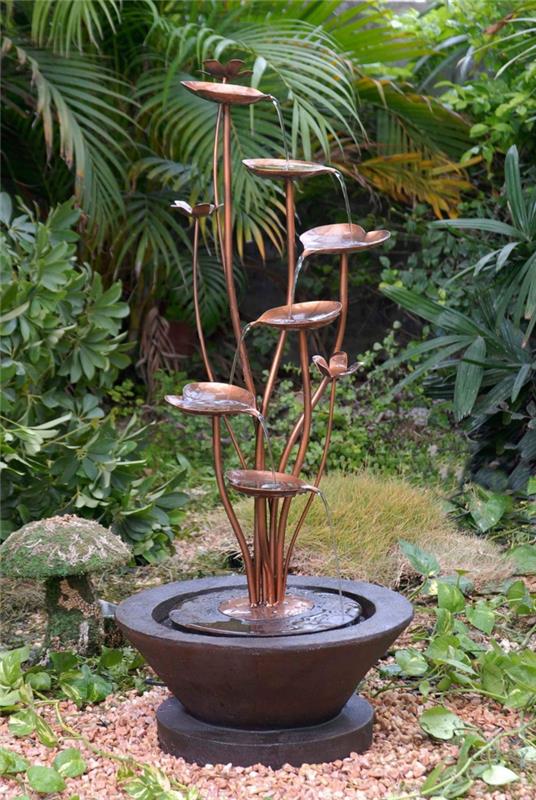 ιδέες διακόσμησης κήπου σιντριβάνι φυτά νερού κήπου