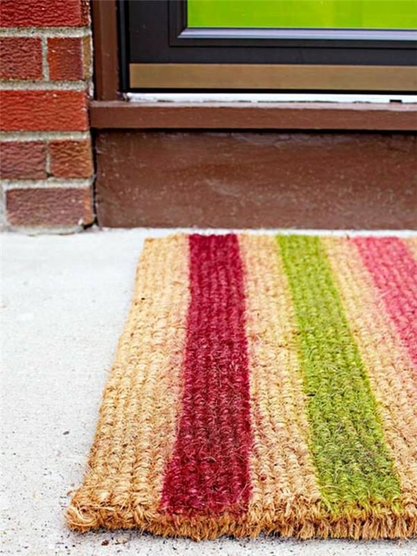 ιδέες διακόσμησης κήπου doormat sisal πολύχρωμες ρίγες