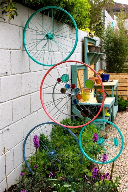 ιδέες διακόσμησης κήπου ιδέες κήπου ρόδες χρωματιστές