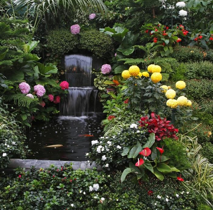 ιδέες διακόσμησης κήπου φυτά σιντριβάνι νερό ιδέες κήπου