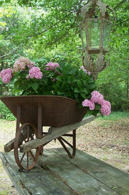 ιδέες διακόσμησης κήπου καροτσάκια διακοσμούν φυτά
