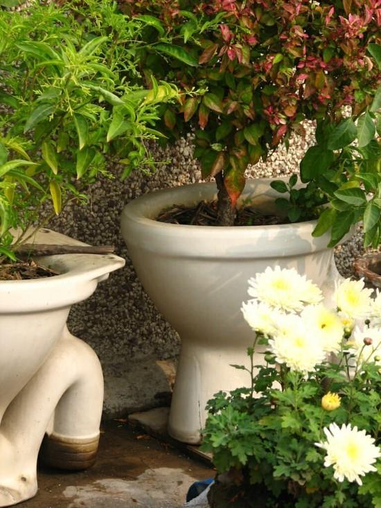 Φτιάξτε τη δική σας διακόσμηση κήπου από τη λεκάνη της τουαλέτας