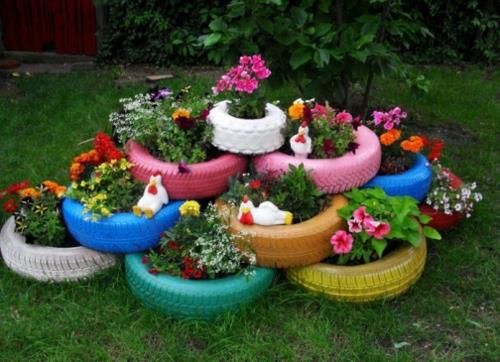 διακόσμηση κήπου φτιάξτε μόνοι σας παλιά ελαστικά