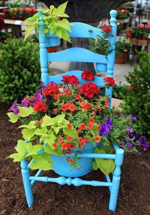 φτιάξτε μόνοι σας διακόσμηση κήπου μπλε καρέκλα
