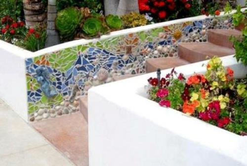 φτιάξτε μόνη σας διακόσμηση κήπου καλλιτεχνικά διακοσμημένο μωσαϊκό συνόρων