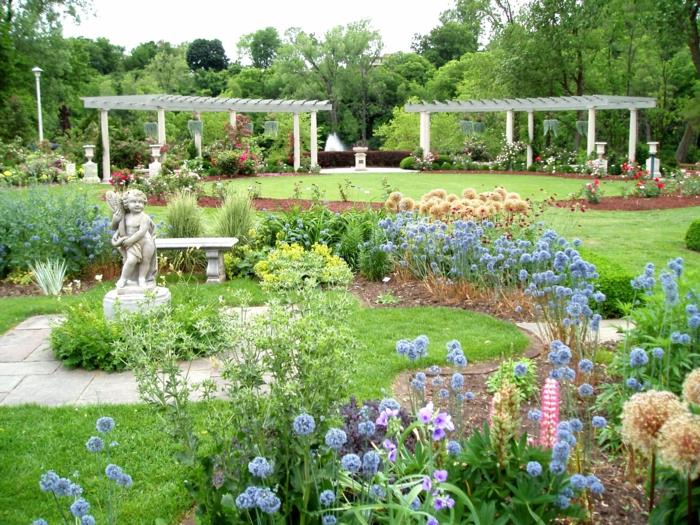 σχεδιασμός κήπου ιδέες κήπου καλοκαιρινά λουλούδια άγγελο άγγελο πέργκολα ξύλο πάρκο