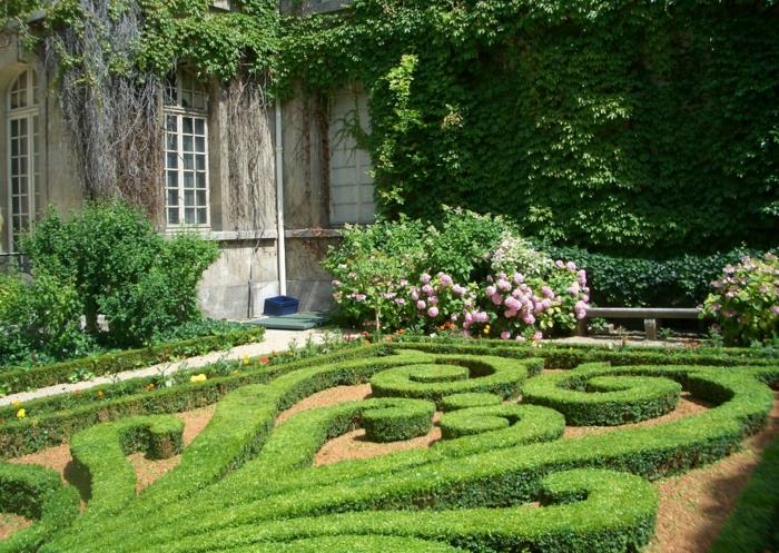 σχεδιασμός κήπου γαλλικές ιδέες κήπου boxwood τριαντάφυλλα κισσός
