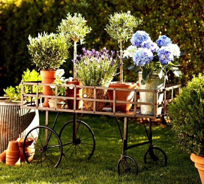σχεδιασμός κήπου vintage γλάστρες καροτσάκι κήπου