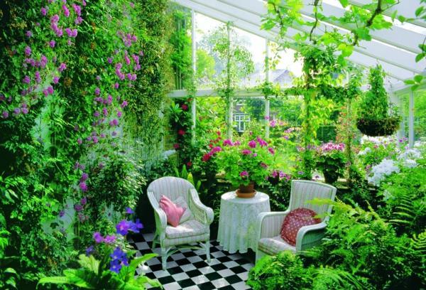 σχεδιασμός κήπου έπιπλα κήπου ιδέες σκάκι ματ μοτίβο πλακάκια δαπέδου αναρρίχηση φυτών