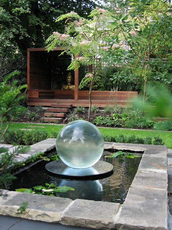 ιδέες σχεδιασμού κήπου εικόνες γυάλινη μπάλα λίμνη πέργκολα