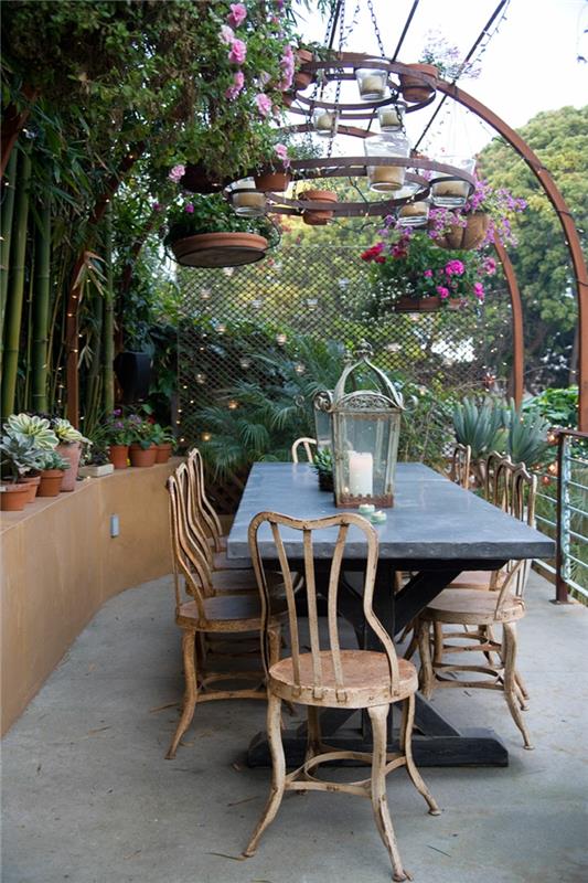 ιδέες σχεδιασμός κήπου έπιπλα κήπου ασυνήθιστο τραπέζι