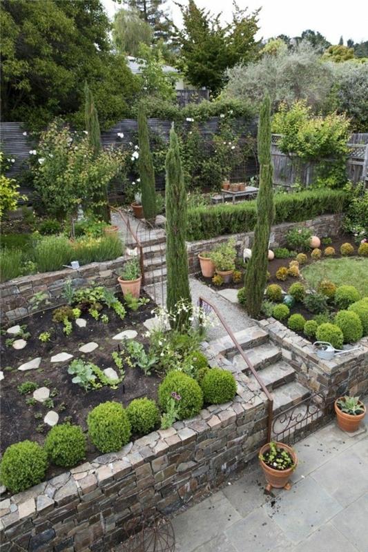 ιδέες σχεδιασμού κήπου σκάλες κήπου φυτά και πέτρες κήπου