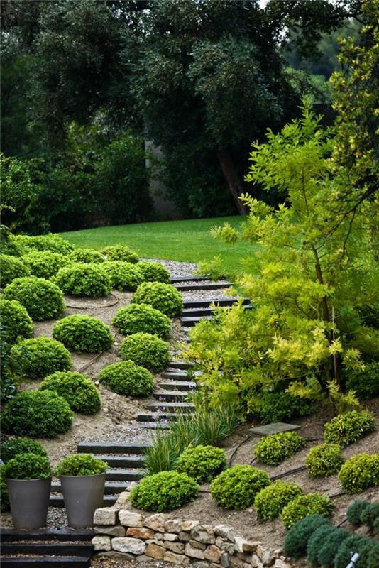 ιδέες κήπου σκάλες κήπου φυτικές πέτρες