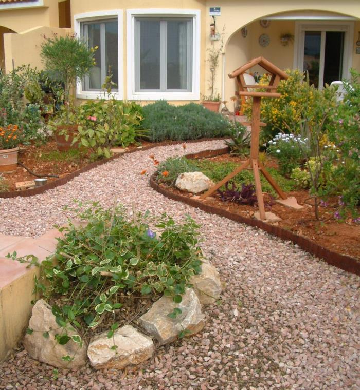 ιδέες σχεδιασμού κήπου χαλίκι πέτρες φυτό