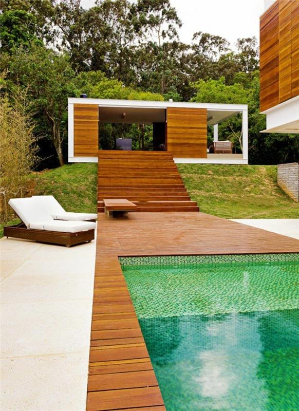 ιδέες σχεδιασμού κήπου ξαπλώστρες πισίνας