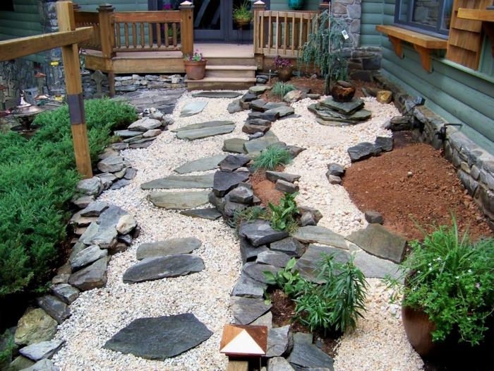 σχεδιασμός κήπου με πέτρες βότσαλα φυτέψτε όμορφες ιδέες κήπου