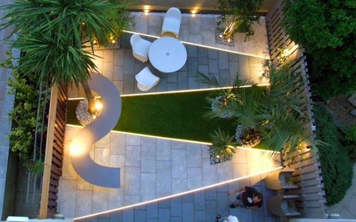 σχεδιασμός κήπου μοντέρνα καταστρώματα δημιουργούν πισίνα μονοπάτι κήπου στον φωτισμό του κήπου