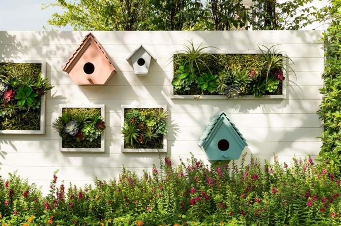 σχεδιασμός κήπου μοντέρνο κατάστρωμα μονοπάτι κήπου δημιουργούν τροφοδότη πουλιών