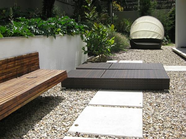 σχεδιασμός κήπου αίθριο lounge κρεβάτι ξύλινος πάγκος