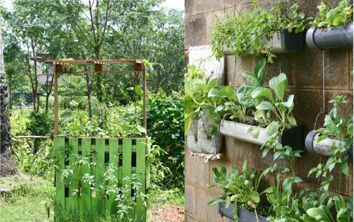 σχεδιασμός κήπου πλαστικό δοχείο με γλάστρες που εξοικονομούν χώρο βότανα