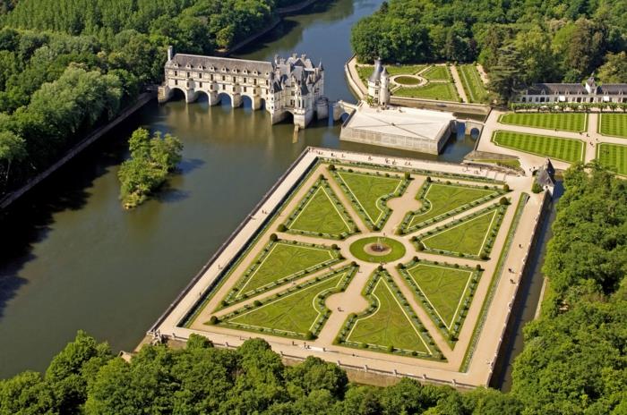 γλυπτά σχεδιασμού κήπου Chateau villandry εναέρια άποψη