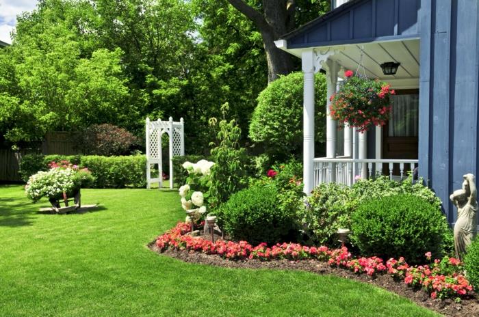 ιδέες σχεδιασμού κήπου άκρες κρεβατιού γκαζόν διακόσμηση κήπου γλυπτά κήπου
