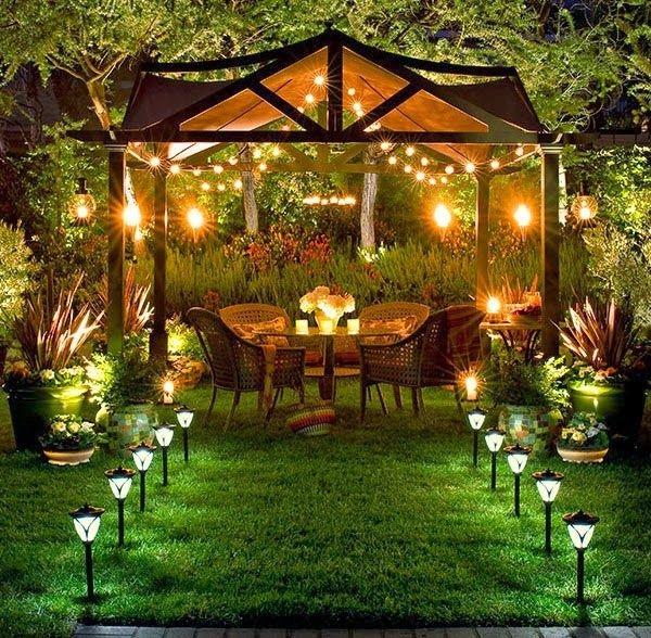 ιδέες σχεδιασμού κήπου φωτισμός πέργκολας έπιπλα κήπου