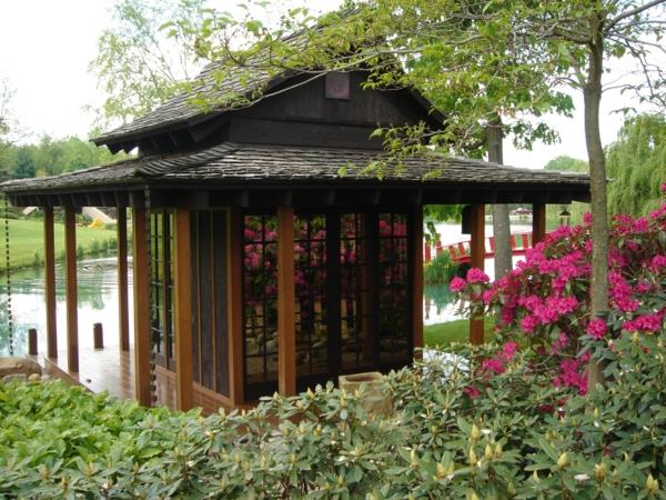 κήπο υπόστεγο ιδέα ασιατική λίμνη καλοκαίρι ιαπωνική πανέμορφη