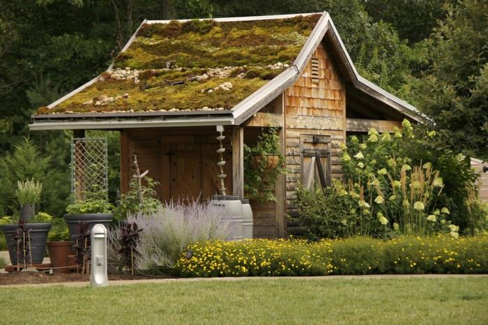 ιδέες σπιτιού κήπου περίπτερο κήπου ξύλινη στέγη σπιτιού πρασίνισμα