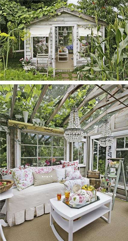 κήπος υπόστεγο ιδέες ξύλινο σπίτι περίπτερο κρυστάλλινος πολυέλαιος