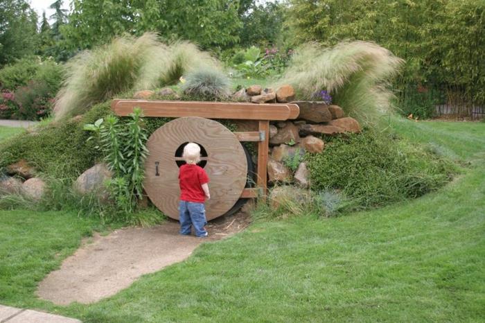 χτίστε κήπο ρίξτε τον εαυτό σας χόμπιτ παιδικά παιχνίδια ξύλινες πέτρες πράσινα φυτά