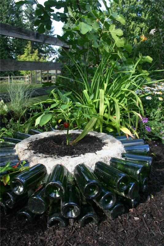 μπουκάλια ιδέες κήπου επαναχρησιμοποίηση φυτών κήπου