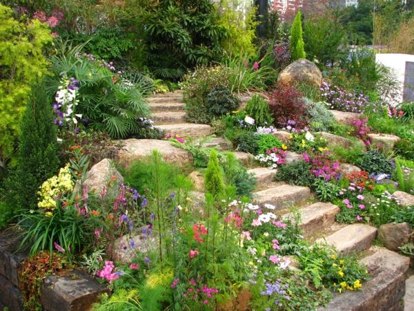 ιδέες κήπου σχεδιασμός κήπου σκάλες πέτρινα τετράγωνα πέτρινες πλάκες πεζοδρομίου