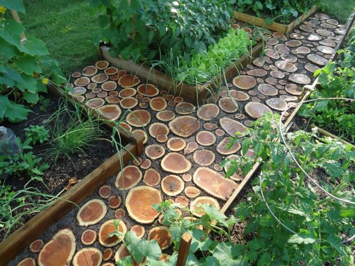 ιδέες κήπου μονοπάτι κήπου ασυνήθιστο ξύλο
