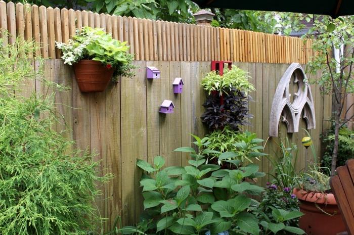ιδέες κήπου φράχτη κήπου πίσω αυλή συνδέστε γλάστρες με φυτά κήπου