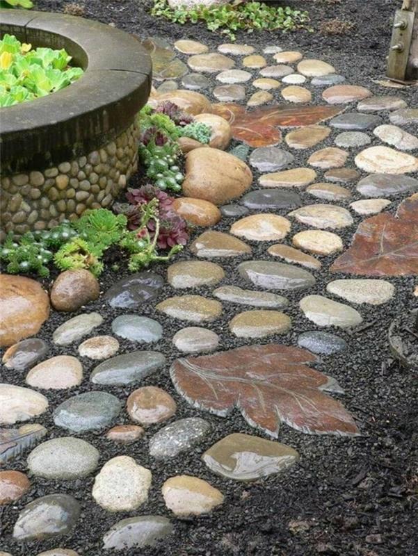 ιδέες κήπου με φυσικές πέτρες ασυνήθιστο μονοπάτι κήπου