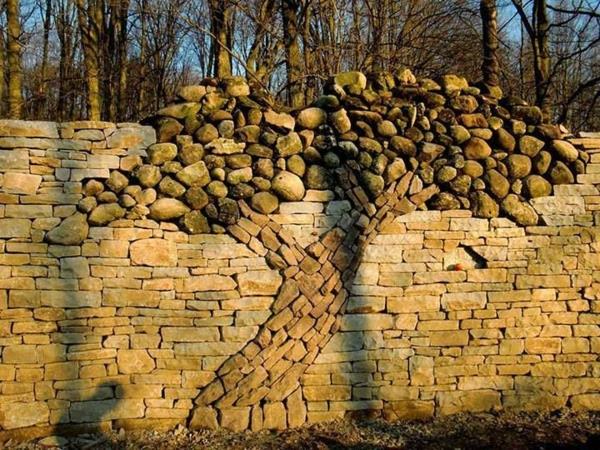 ιδέες κήπου πέτρινα τείχη τύπου πέτρες δέντρων